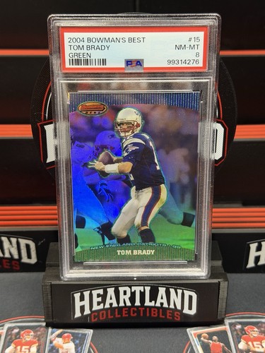 Tom Brady 2004 Bowman's Best Green /499 #15 PSA 8
