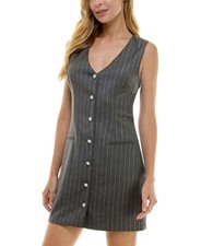 City Studios Juniors' Metallic-Striped Gray Jacket Dress Size M $59 SALE