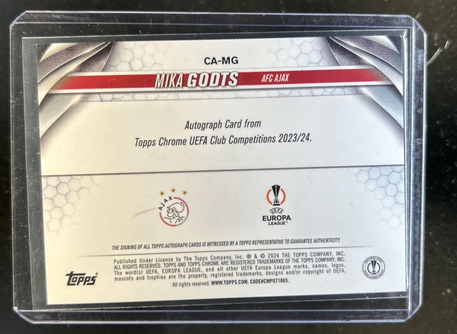 2023-24 Topps Chrome UEFA Mika Godts Auto Autograph Aqua Rookie RC #/199 view 2