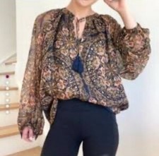 Jade by Johnny Was 100 Silk Long Sleeved Blouse. Extremely Comfortable XL