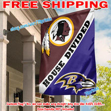 Washington Redskins vs Baltimore Ravens House Divided Flag 28X40
