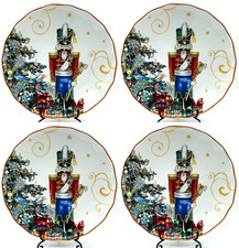 S/4 WILLIAMS SONOMA Christmas NUTCRACKER Salad Plate Set TWAS THE NIGHT Plates