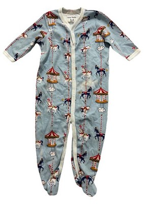 ROLLER RABBIT Baby Popcorn Carousel Footed Sleeper Sz 3-6 Mths