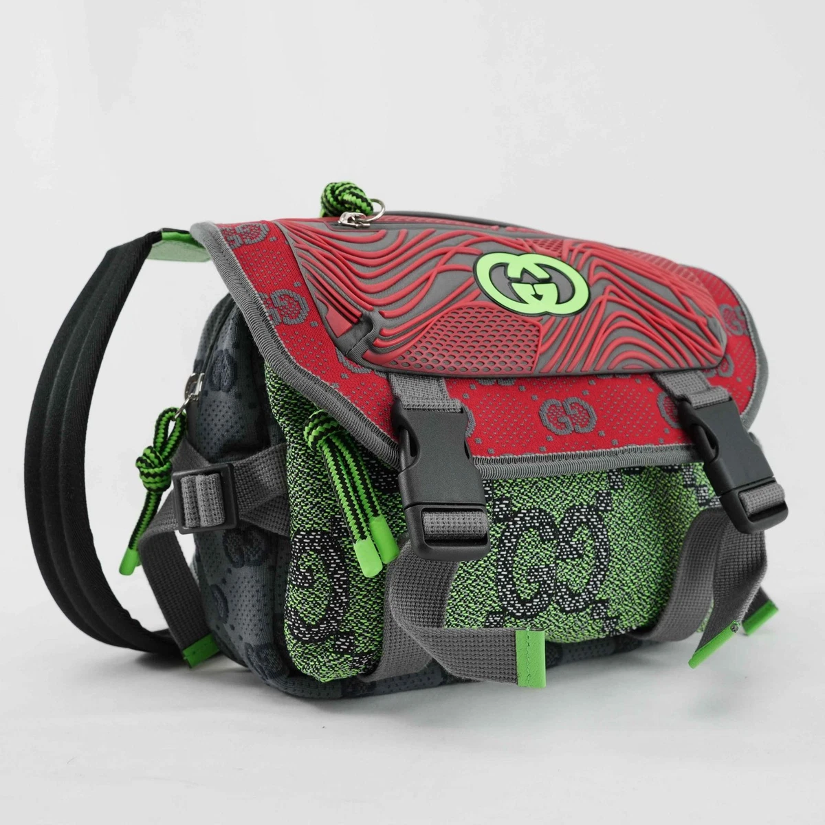 GUCCI Shelly (Web) 122348 Black Green Red Nylon - Backpack Gucci Backpack Green Bags & Handbags for Women for sale | eBay main image 4