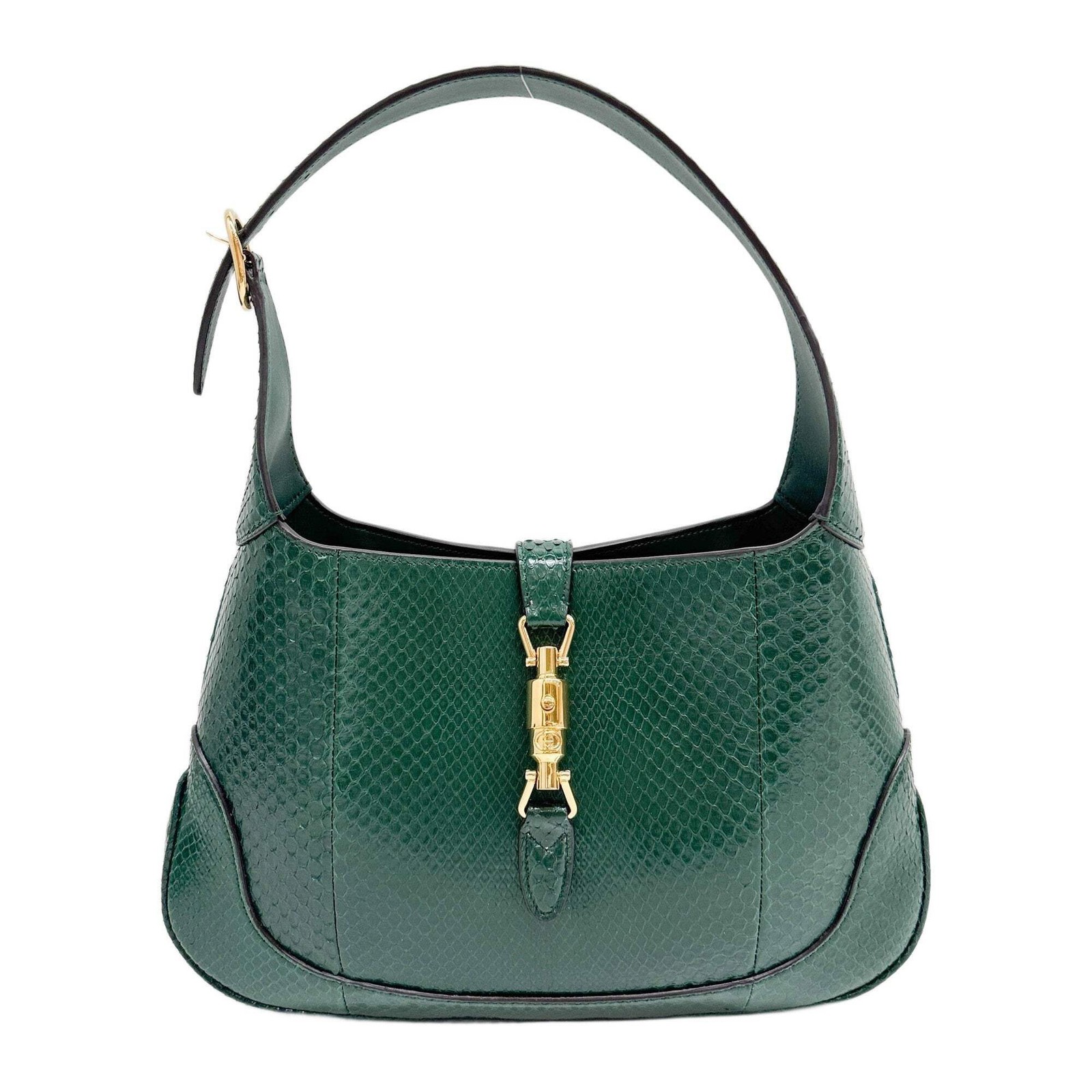 GUCCI Jackie Forest Green Python Embossed Leather… - image 1