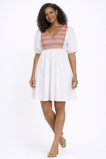 Anthropology Madewell Embroidered Poplin V-Neck Mini Dress Two Pockets Size S