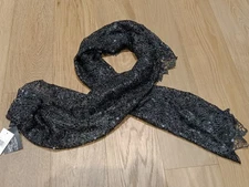 CEJON Sequin w frost sparkle Scarf Rectangle, Black, ONE SIZE