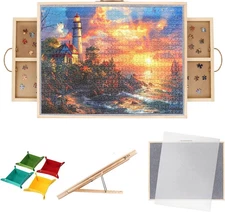 1500 Piece 2-in-1 Tilting Rotating Puzzle Board with Drawers，Adjustable 5 An