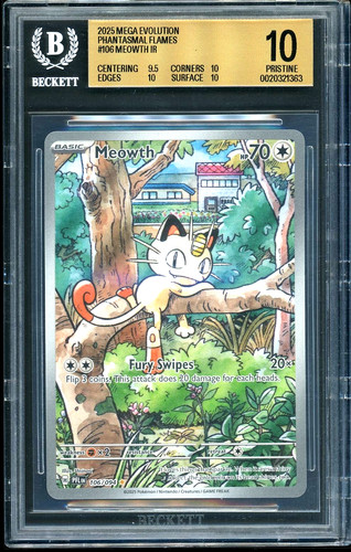 Pokemon Meowth 2025 Mega Evolution Phantasmal Flames IR BGS 10