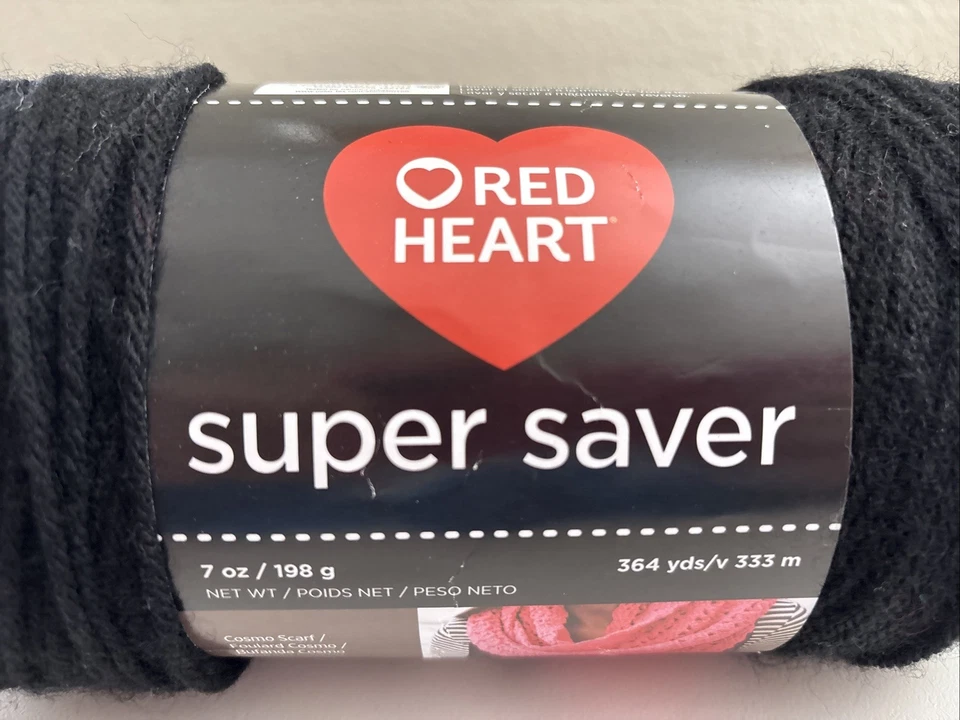 Hilo Red Heart Super Saver - Negro - Lote sin tinte 7 oz/198 g/364 yardas - ENVÍO GRATUITO Foto 3 de 4