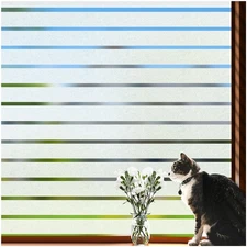 Window Privacy Film, Blinds Style Frosted Vinyl for Glass Windows Decorative ...