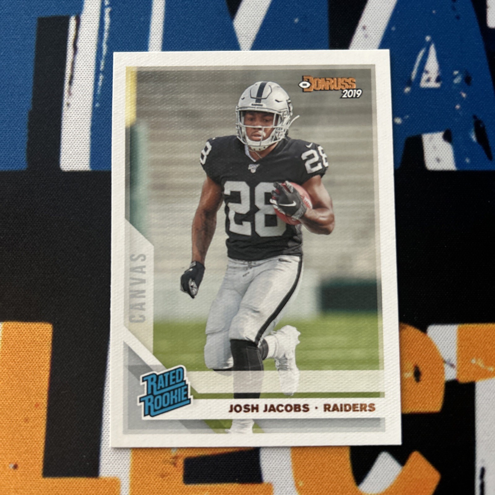 2019 Donruss Rated Rookie Josh Jacobs Canvas Rookie Card - Oakland Raiders #308