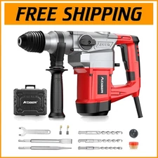 Powerful 1-1/4 Inch Rotary Hammer Drill with 360° Handle & Accessories Kit
