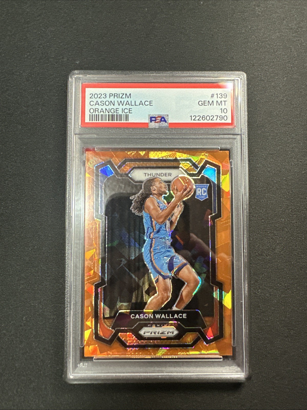 2023-24 Panini Prizm Cason Wallace #139 Orange Ice Prizm (RC) OKC PSA 10 pop 21