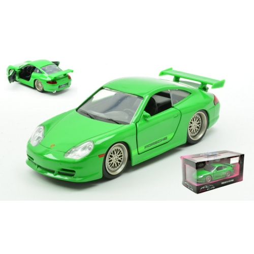 "Porsche 911 GT3 (996) \"Pink Slips\" Green 1:32 Jada Toys Movie -D- Neues Modell"-image