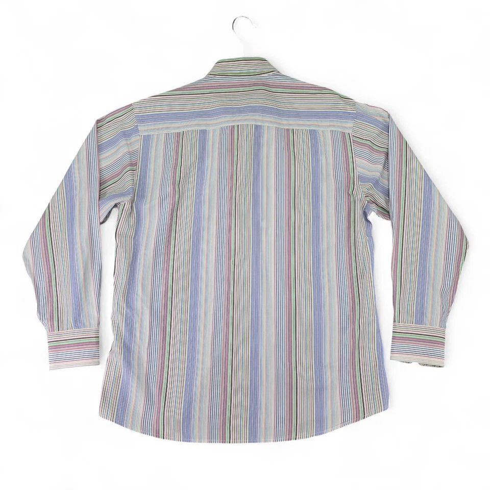 Camisa de vestir a rayas TALLIA ribete floral manga larga abotonada multicolor para hombre L Foto 2 de 4