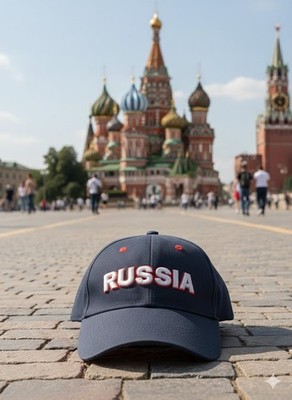 2K Sport Russia National Team Baseball Hat Navy Blue Embroidered Strapback Cap