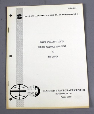 NASA Manned Spacecraft Center Quality Assurance Supplement Manual Apollo 1969