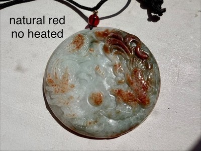 jadeite Burma pendant red phoenix type A Burmese jade 翡翠天然红