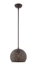 Modern Industrial Pendant Ceiling Light Livex 49181-07 Bronze with Brass Accent