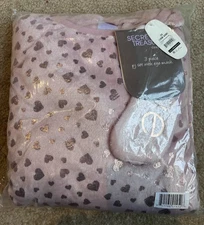 Secret Treasures Women's Pajamas 3-Piece Set Pink Hearts Size 2XL XXL