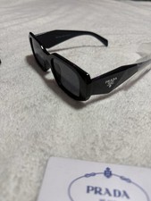 PRADA Men's Square Black Plastic Sunglasses Designer Solid Frame