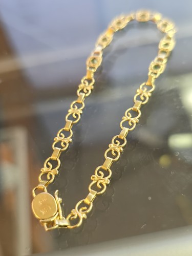 Vintage 18K Yellow Gold Petite Colombian Emerald TENNIS BRACELET 7" - Picture 6 of 7