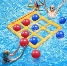 Juego de juguete inflable para piscina Tic-Tac-Toe con 10 bolas y bomba, NUEVO