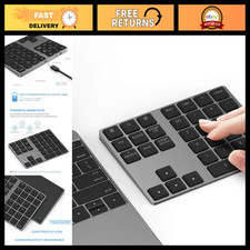 Wireless Bluetooth Numeric Keypad - Rechargeable Aluminum Number Pad for Laptops