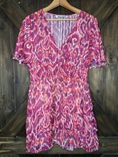 Zara Women’s Large Pink Purple Abstract Metallic Thread Tiered Mini Dress