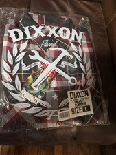 Dixxon Iron Maiden Men's Plaid Flannel Button-Up Shirt Red Black White Size L