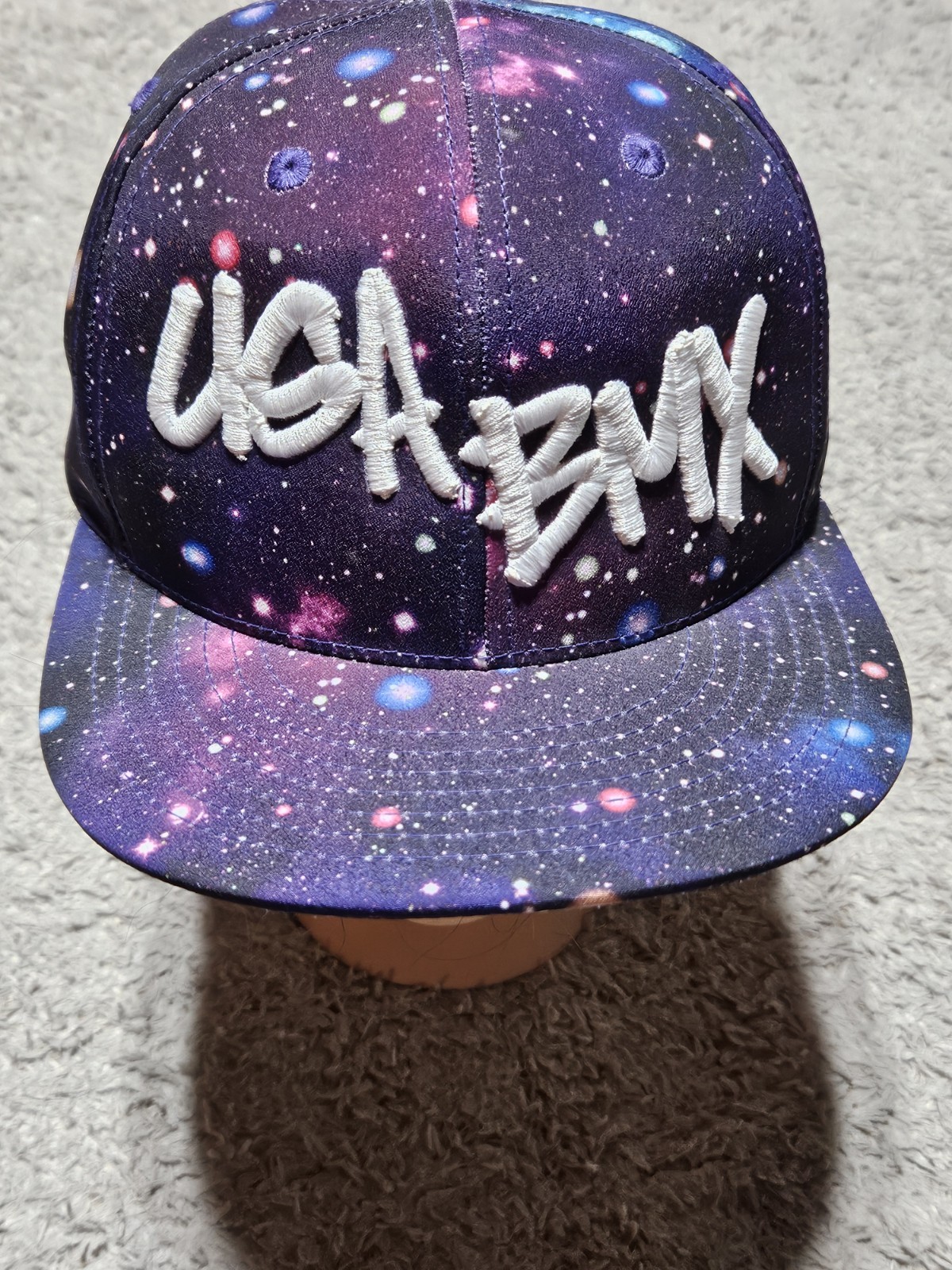 USA BMX Hat Cap Adjustable Black Purple Galaxy KBEthos EUC R