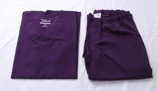Tafford Women's Solid Active Stretch Pocket Scrub Set EJ3 Eggplant Size XS NWT
