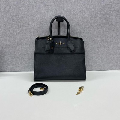 Louis Vuitton City Steamer Logo Lock Leather Shoulder Tote Bag Medium #GB21