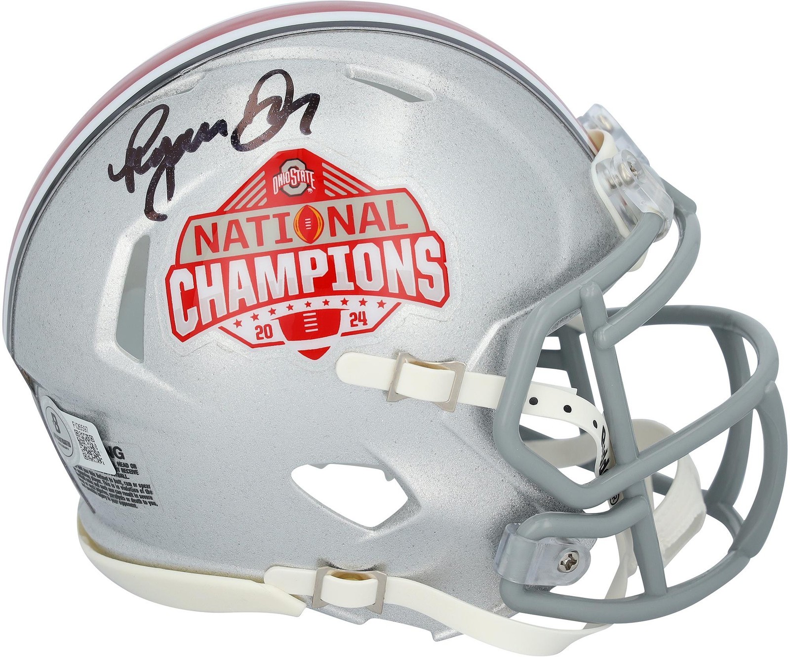 Ryan Day Ohio State Buckeyes Signed 2024 College National Champ Logo Mini Helmet