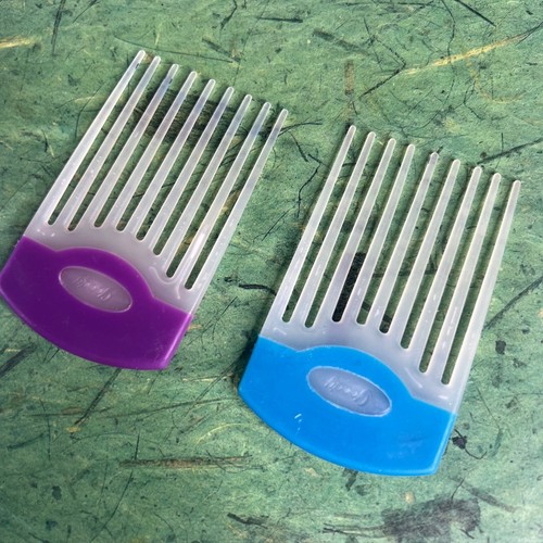 Vintage Y2K Goody Hair Pick Combs Set of 2 Purple Blue Wide Tooth Lift Detangler