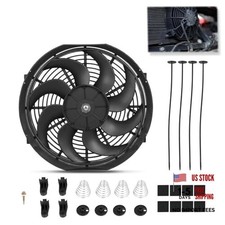 Universal 14 Inch Black Slim Radiator Cooling Fan 12V 90W Push Pull 14 inch