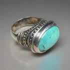 Vintage Large Southwest Sterling Silver Robin’s Egg Turquoise Beaded Ring Sz 6.5