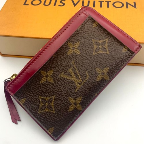 Louis Vuitton Portocarte Zip Coin Card Case Monogram Red From Japan