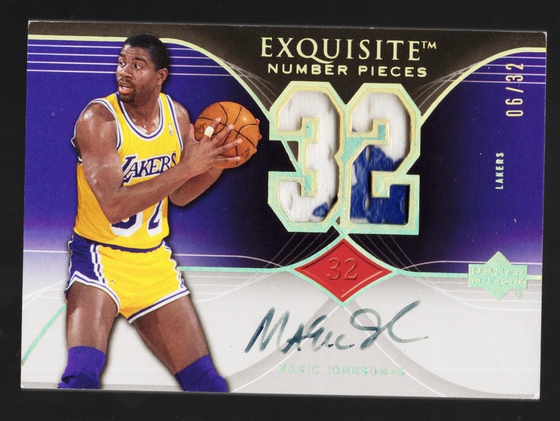 2006 Exquisite Collection Number Pieces Auto Magic Johnson 06/32 LA Lakers HOF view 1