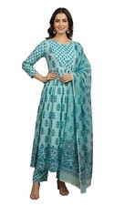 Bollywood Beautiful Aline Kurti Pant Dupatta Set Indian Women's Ethnic Kurta Set