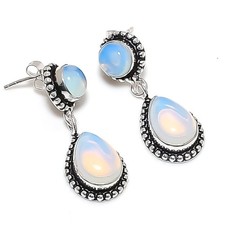 Fire Opalite Gemstone 925 Sterling Silver Jewelry Stud Earring Size 1.45"