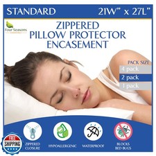 Standard Pillow Protectors Set of 2 Zippered Waterproof Pillo