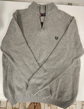 Chaps Mens Sweater L Gray 1/4 Zip Up Sweatshirt Shirt Long Sleeve Logo Pullover