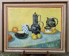 Rare Vintage Vincent Van Gogh Breakfast Table Print Still Life Mid Century Frame