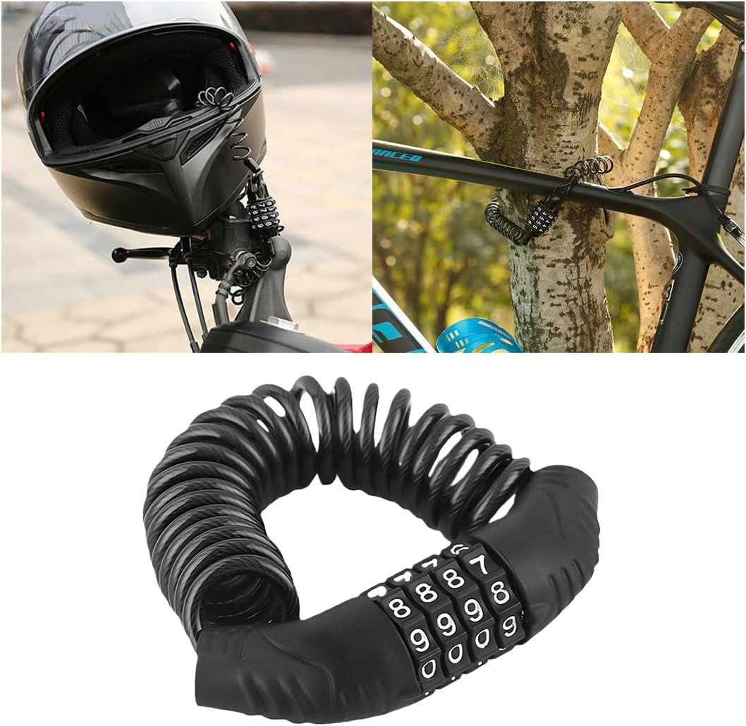 Retractable Small Bike Cable Lock with 4 Digit Combination Code, Anti Theft Lock