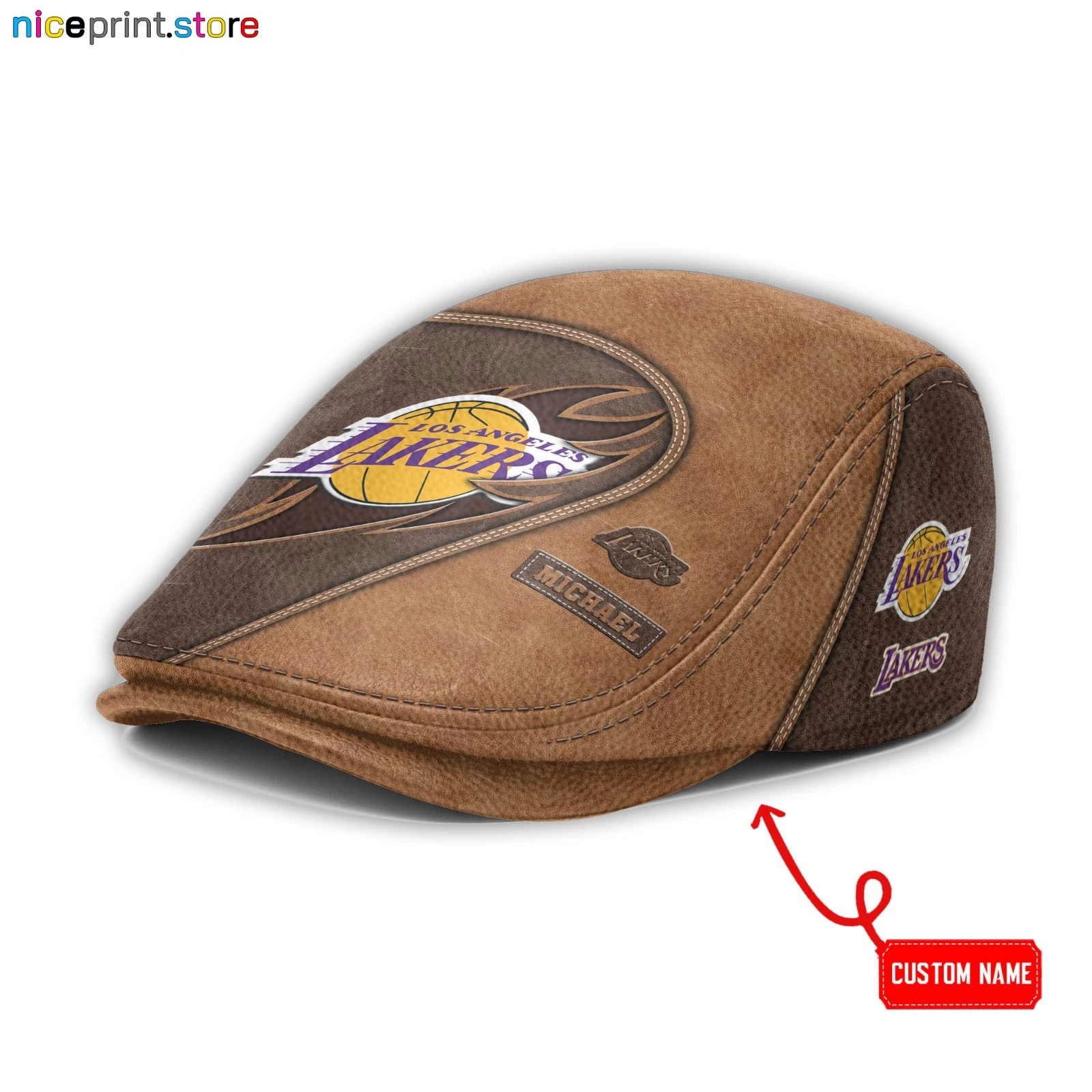 Leather Cap Los Angeles Team Lakers Jeff Cap NBA Driver Cap Golf Cap NBA
