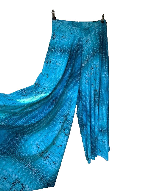 Exotic Athletica Pants XL Blue Snakeskin Scale Print Palazzo Wide Leg Lounge