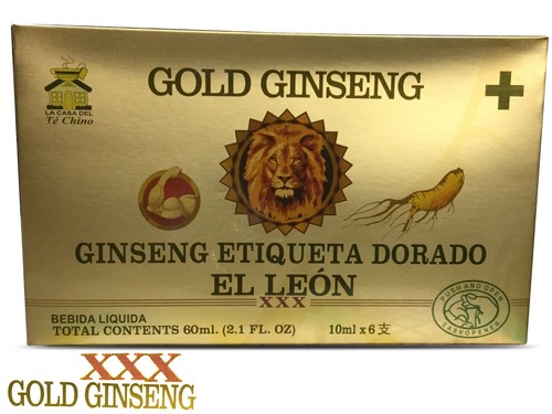 GOLD GINSENG LIQUID ETIQUETA DORADO EL LEON  10ml x 6 BOTTLE