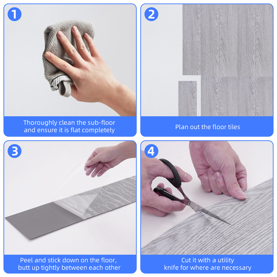 5m² Floor Planks Tiles Self Adhesive Wood Effect Vinyl Flooring Kitchen